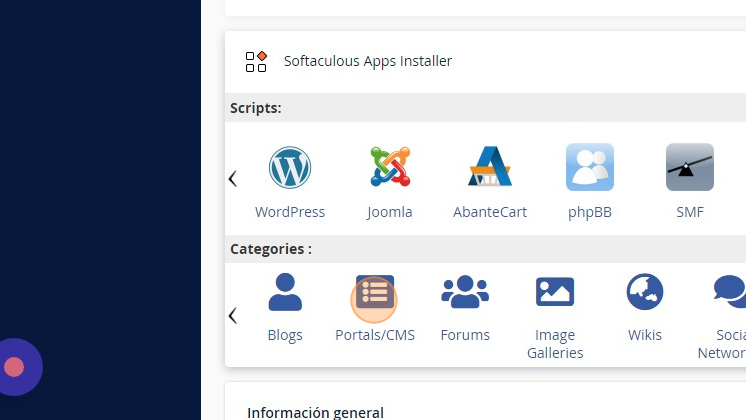 Categoría Portals/CMS en Softaculous