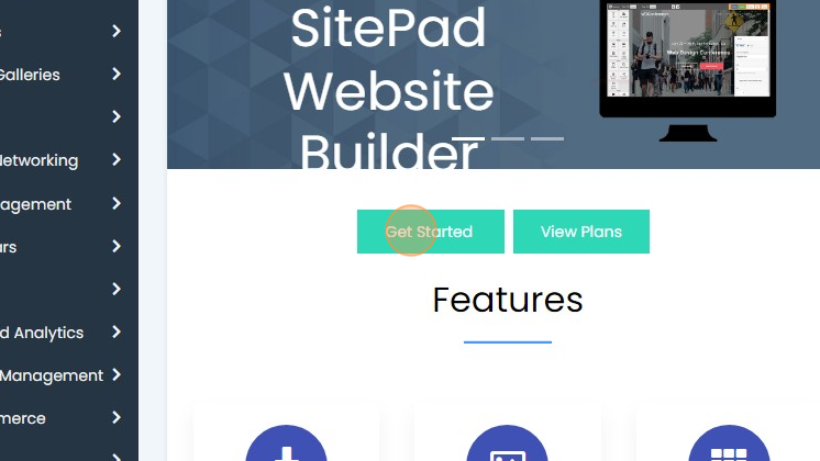 Botón Get Started de SitePad