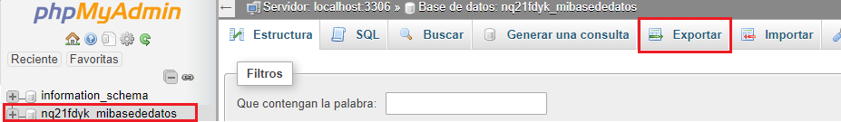 tablas creadas en una base de datos