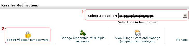 Editar privilegios de revendedor en WHM